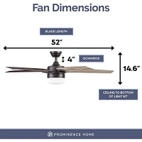 Prominence Home 52 inch Dorsey Smart Ceiling Fan with Light and Remote - Bronze | Electronic Express