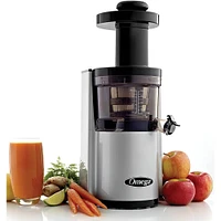 Omega Vertical Slow Masticating Compact Juice Extractor - Silver | Electronic Express