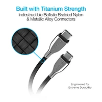 Naztech 6 Ft. Titanium USB-C to USB-C Braided Cable - Black | Electronic Express
