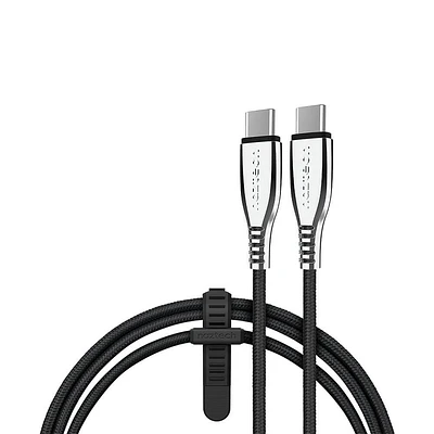 Naztech 6 Ft. Titanium USB-C to USB-C Braided Cable - Black | Electronic Express