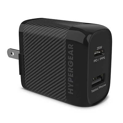 Hypergear SpeedBoost 25W PD Dual Output Wall Charger - Black | Electronic Express