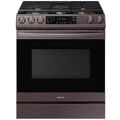 Samsung 6.0 Cu. Ft. Tuscan Stainless Slide-In Gas Convection Range | Electronic Express