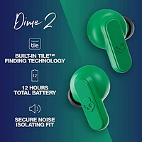 Skullcandy Dime 2 True Wireless In-Ear Earbuds - Dark Blue/Green | Electronic Express
