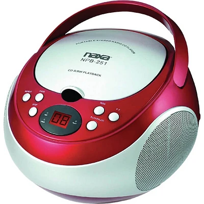 Naxa Portable CD Player with AM/FM Stereo Radio - Red | Electronic Express