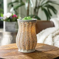 Candle Warmers Gray Washed Wicker Illumination Fragrance Warmer | Electronic Express