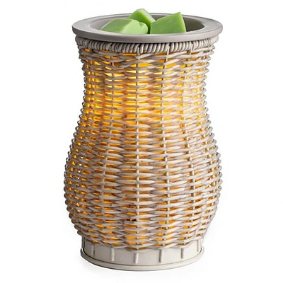 Candle Warmers Gray Washed Wicker Illumination Fragrance Warmer | Electronic Express