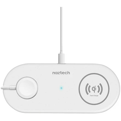 Naztech Power Pad Duo Qi Wireless Fast Charger - White | Electronic Express