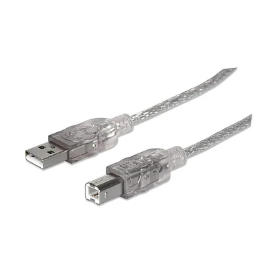 Manhattan 10 Ft. Hi-Speed USB B Device Cable - Translucent Silver | Electronic Express