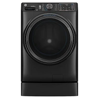 GE 5.0 Cu. Ft. Carbon Graphite Front Load Smart Washer | Electronic Express