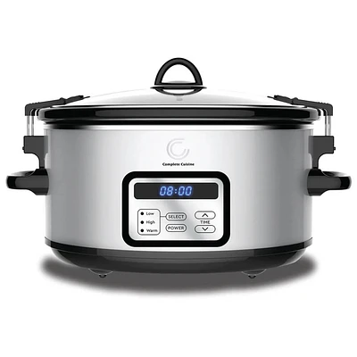 Complete Cuisine 6.0 Quart Programmable Stainless Steel Slow Cooker  | Electronic Express