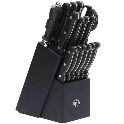 MasterChef 15 Piece Black Knife Set Plus Knife Block Set | Electronic Express