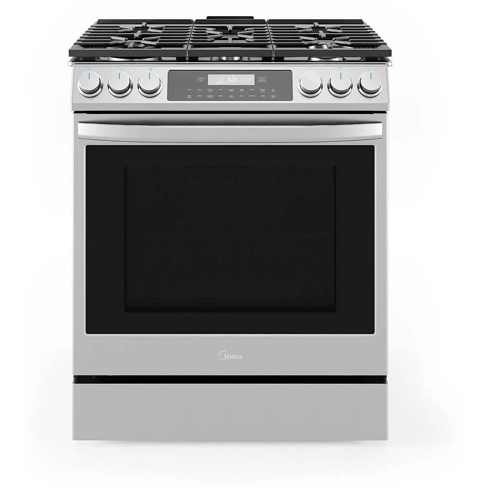 Midea 6.1 Cu. Ft. Stainless Steel Slide-In Gas Range | Electronic Express