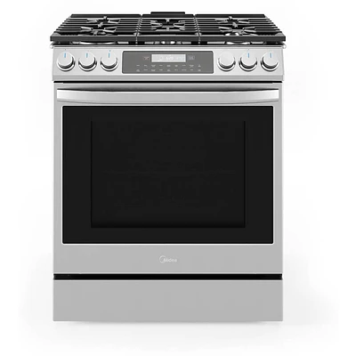 Midea 6.1 Cu. Ft. Stainless Steel Slide-In Gas Range | Electronic Express