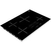 Forno 30 inch Black Glass and Stainless Steel 4 Burner Induction Cooktop | Electronic Express