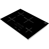 Forno 30 inch Black Glass and Stainless Steel 4 Burner Induction Cooktop | Electronic Express