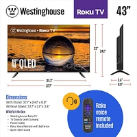 Westinghouse 43 Inch Edgeless QLED 4K Roku TV | Electronic Express