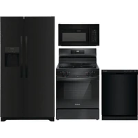 Frigidaire FRIGSXSKITBK 4 Pc. Black Side-by-side Kitchen Package | Electronic Express