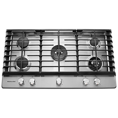 KitchenAid KCGS956ESS 36 in. Stainless 5 Burner Gas Cooktop with Griddle | Electronic Express