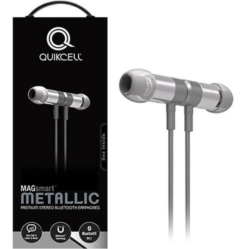 QuikCell MSMETALGRY Wireless Bluetooth Headset - Grey - OPEN BOX | Electronic Express