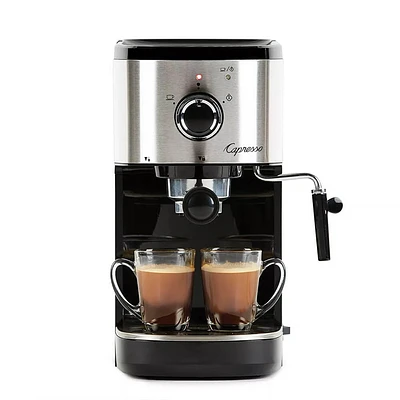 Capresso Compact Espresso and Cappuccino Machine - Black/Stainless | Electronic Express