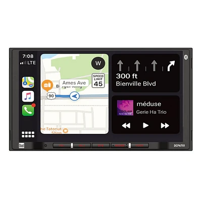 Dual 7 inch In-Dash Media Receiver with Bluetooth and Wired Apple CarPlay | Electronic Express