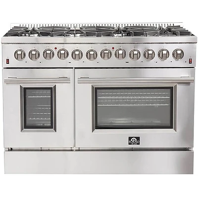 Forno 48 inch Stainless Galiano Freestanding Double Pro Gas Range | Electronic Express