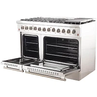 Forno 48 inch Stainless Galiano Freestanding Double Pro Gas Range | Electronic Express