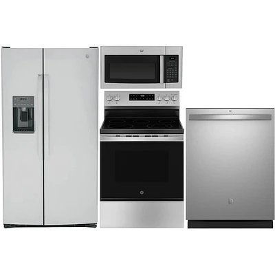 GE 4 Pc. Stainless Side-by-Side Kitchen Package | Electronic Express