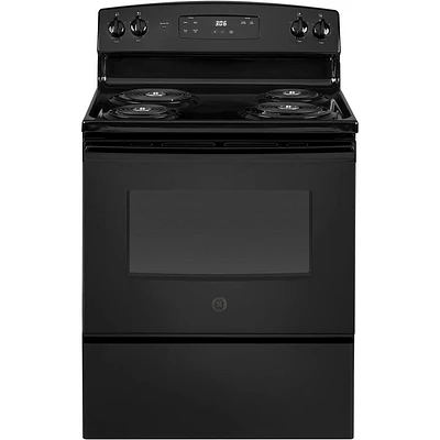 GE 5.0 Cu. Ft. Black Free-Standing Electric Range | Electronic Express