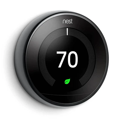 Google Nest Learning Thermostat 3rd Gen- Mirror Black | Electronic Express