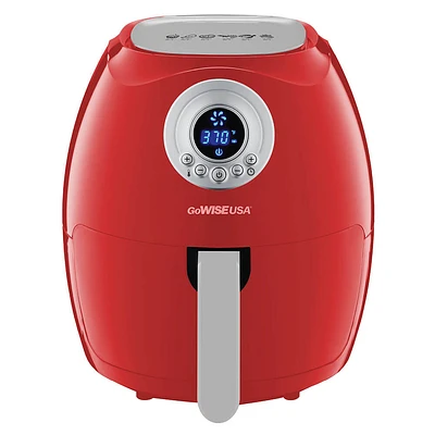GoWise 3.7-Quart Digital Air Fryer + Recipe Book- Red- GW22933 | Electronic Express