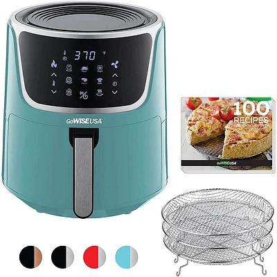 GoWise 7-Qt Electric Air Fryer w/ Dehydrator in Teal | Electronic Express