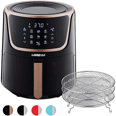 GoWise 7-Qt Electric Air Fryer with Dehydrator in black/copper- GW22955 | Electronic Express