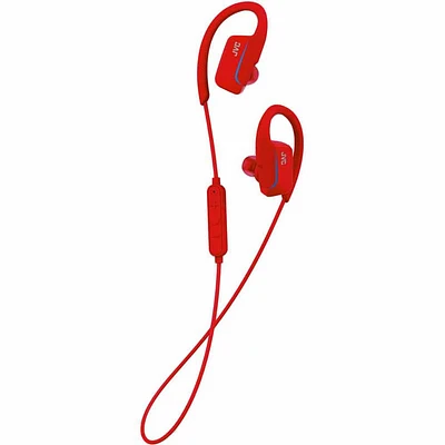 JVC Ear Clip Bluetooth Sport Red Earbuds- HAEC30BTR | Electronic Express
