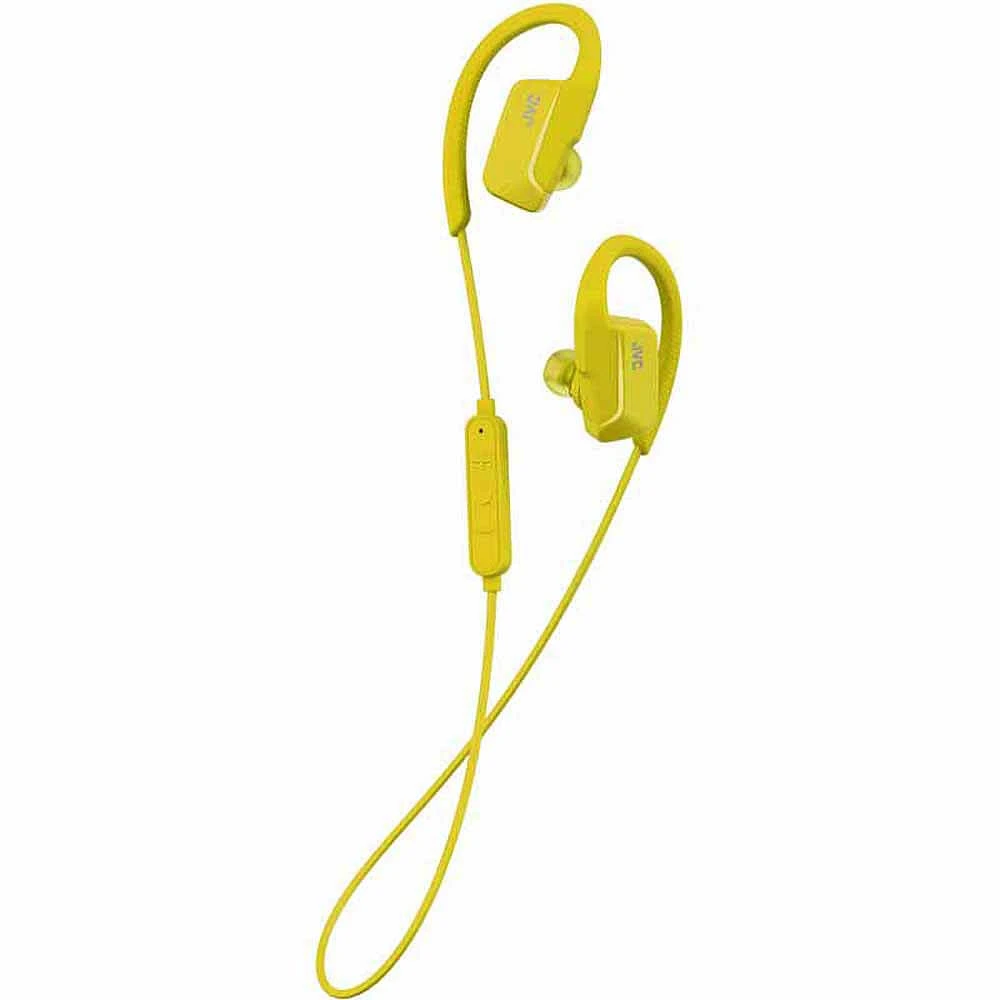 JVC Ear Clip Bluetooth Sport Yellow Earbuds- HAEC30BTY | Electronic Express