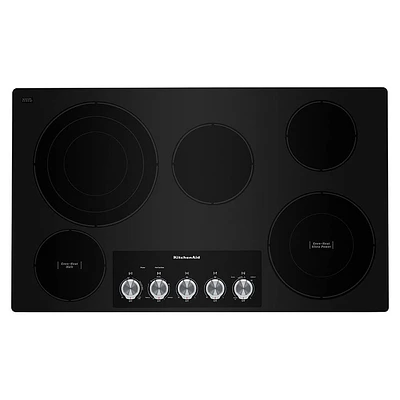 KitchenAid 36 inch Black Built-In Electric Cooktop | Electronic Express
