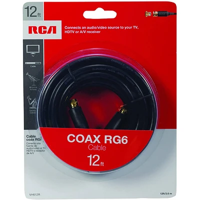RCA 12ft. Black RG6 Coaxial Cable | Electronic Express