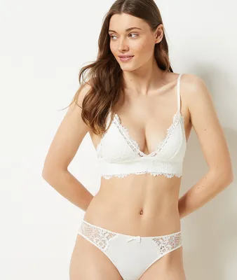 Hipster en microfibre et dentelle - Success - - Ecru - Femme