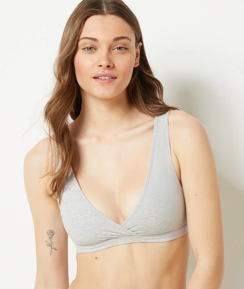 Brassière réversible en coton biologique extensible - Coton 360 - - Gris Pale - Femme