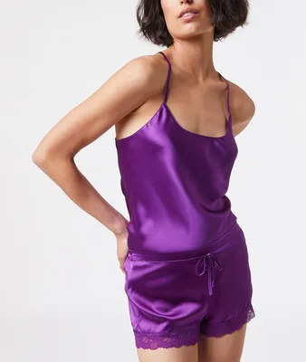 Caraco en soie - Pearly - - Violet - Femme