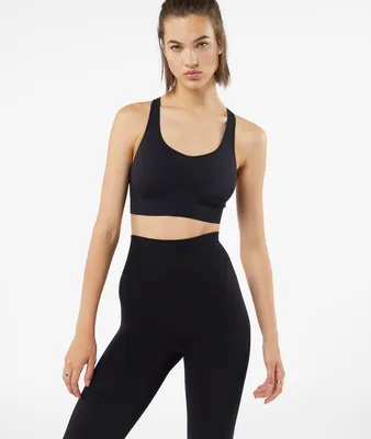 Brassière de sport dos croisé sans couture - maintien fort - Goal - - Noir - Femme