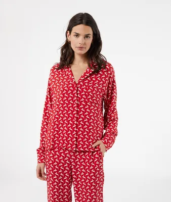 Chemise de pyjama imprimée - Elwin - - Rouge - Femme