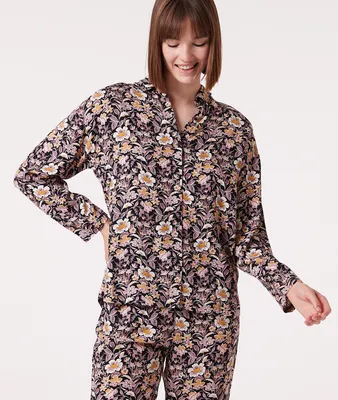 Chemise de pyjama imprimée - Siara - - Noir - Femme