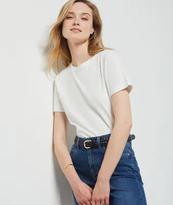 T-shirt manches courtes 100% coton - Palmas - - Ecru - Femme