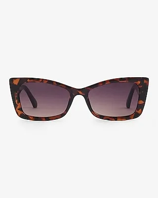 Tortoise Pointed Rectangle Frame Sunglasses Women's Brown