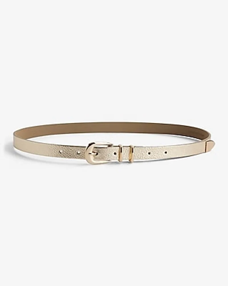 Faux Leather Textured Gold Tipped Buckle Belt