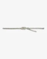 Rhinestone Embellished Chain Buckle Belt Silver Women's M/L