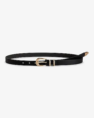 Leather Gold Tipped Buckle Belt Black Women's