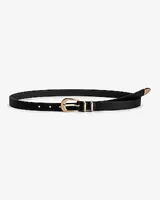 Leather Gold Tipped Buckle Belt Black Women's XS