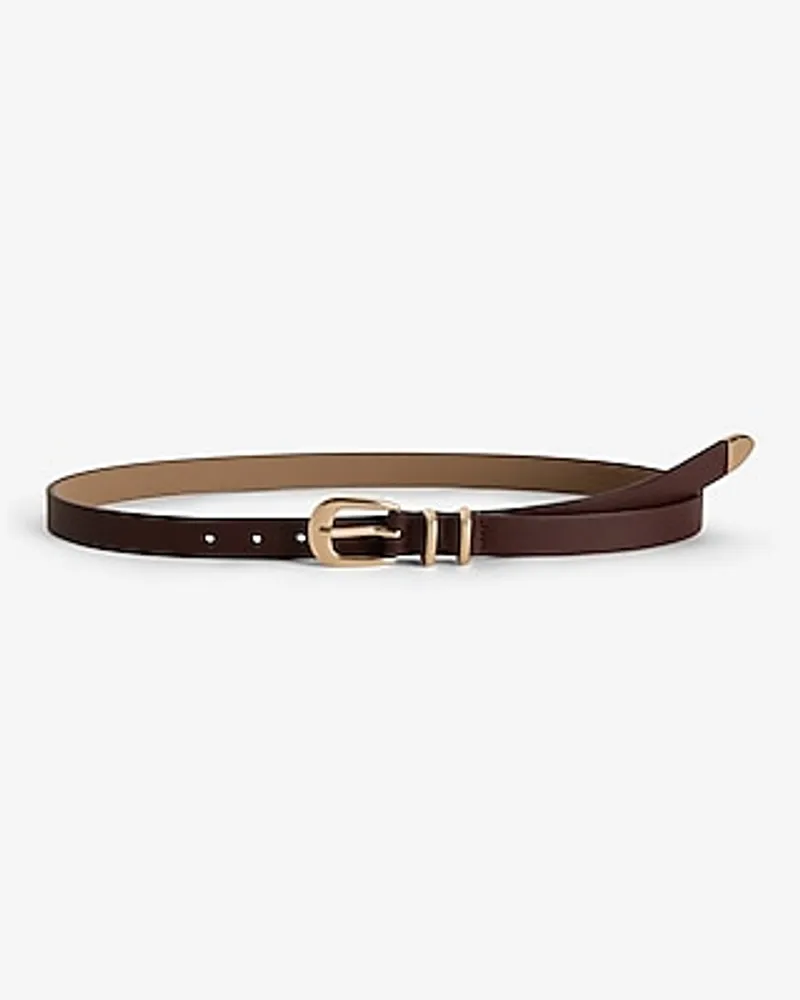 Leather Gold Tipped Buckle Belt Brown Women's XL